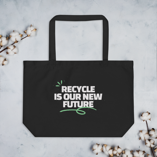 Recycle is our new future Large organic tote bag